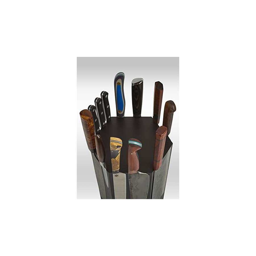 The 360KB ™ (Black) magnetic rotating knife block - handmade in Washington - shortest member of the 360 Knife Block ® family