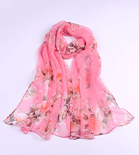 Women's Polyester Chiffon Scarf Neck Printing Floral Country Style Lightweight Scarves for Ladies and Girls3