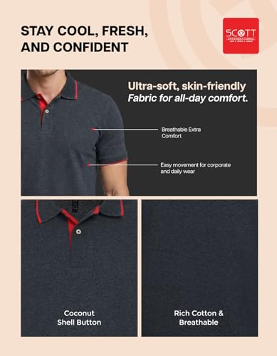 Image of Scott International Cotton Polo T Shirt | Collar Tshirts | Half Sleeves Plain T Shirt | T-Shirt |Tshirt for Men Stylish | Men's Tshirt