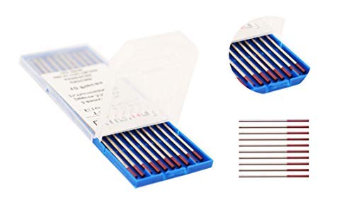 SenTECH Saldatura TIG WT20 (rosso) Elettrodi di tungsteno 2,4 mm x150 mm, torio 2%, elettrodo di tungsteno di torio, confezione da 10 pezzi