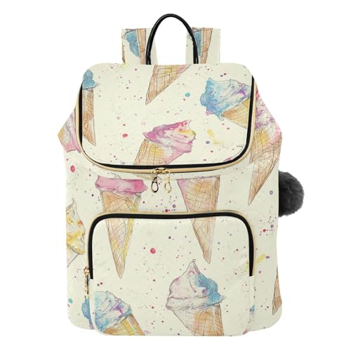KLL Icecream Design Colorpencil Backpacks for Women Fashion Casual Ladies Travel Backpack for Work Sports Travel