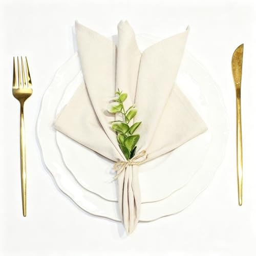 Servilletas de lino set de 6 beige 40x40 cm miniatura 5
