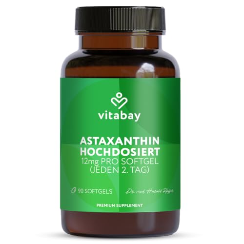 Vitabay Astaxanthin 12 mg hochdosiert – 90 vegane Softgel-Kapseln – laborgeprüft & ohne Zusatzstoffe Vitabay Astaxanthin 12 mg hochdosiert – 90 vegane Softgel-Kapseln – laborgeprüft & ohne Zusatzstoffe