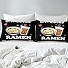 Feelyou Ramen Boba Fitted Sheet Anime Bedding Set for Kids Boys Girls Teens Noodles Bubble Tea Bed Sheets Set Girl Loves Ramen Boba Bed Cover Room Decor Bed Set Full Size #4