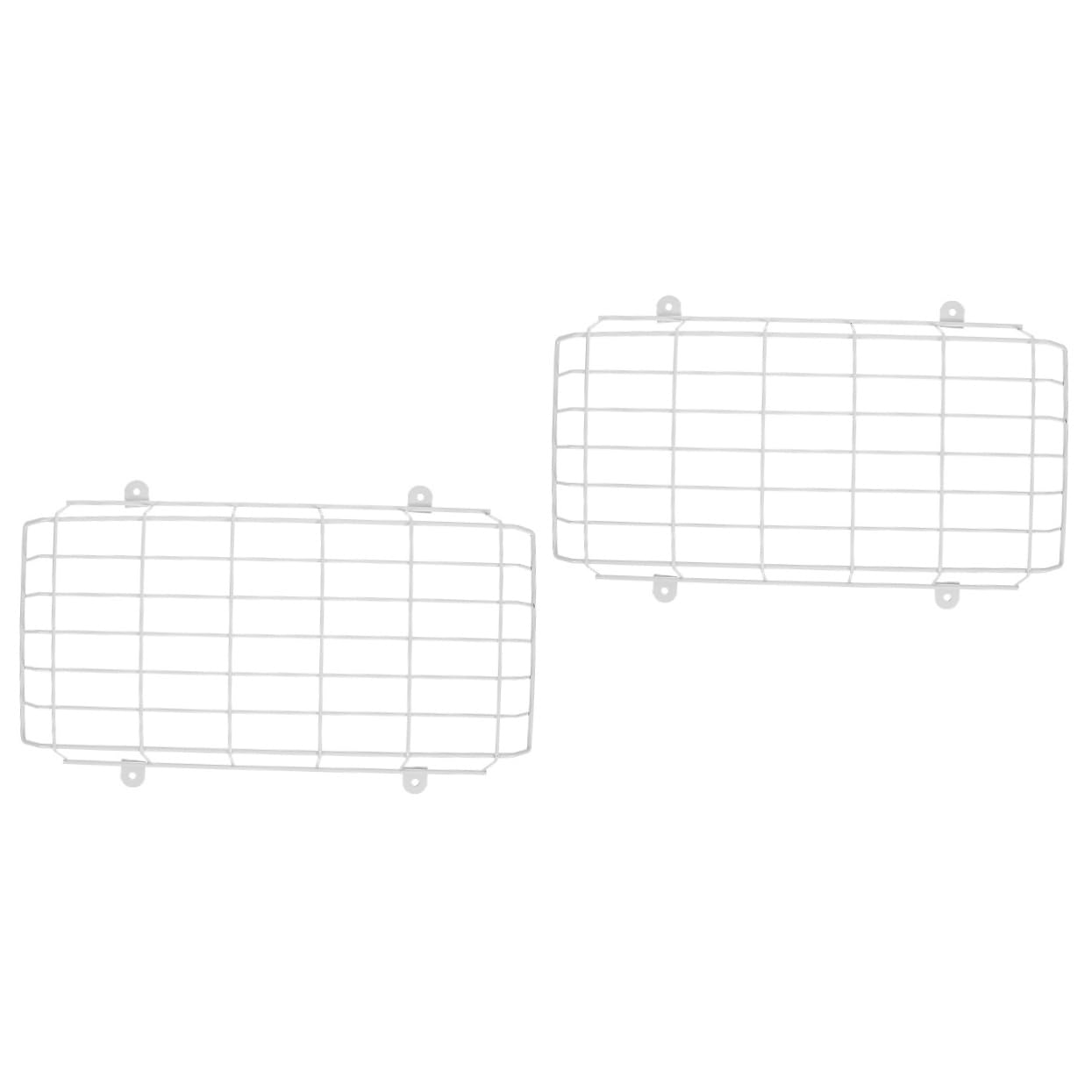 SEWOART 2pcs Exit Light Emergency Light Protector Signal Light Cover Security Wall Emergency Sign Protector Powered Guard for Emergency Light Fixture Stopper The Wire Gaurd Cage Iron White