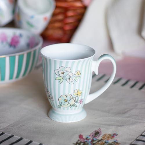 Image of Clay Craft x Magique by The Wishing Chair : Stripe Happy Days Ceramic Coffee Mug 300ml | Fine China Milk Tea Cup | Microwave & Dishwasher Safe | Elegant Mug for Home Office Gifting