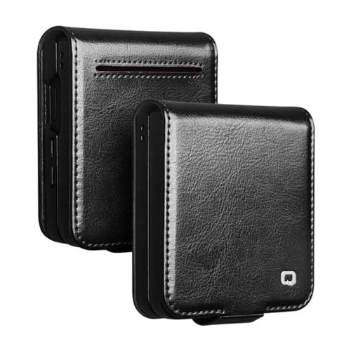 Étui en cuir véritable Samsung Galaxy Z Flip 5 avec clapet magnétique élégant noir