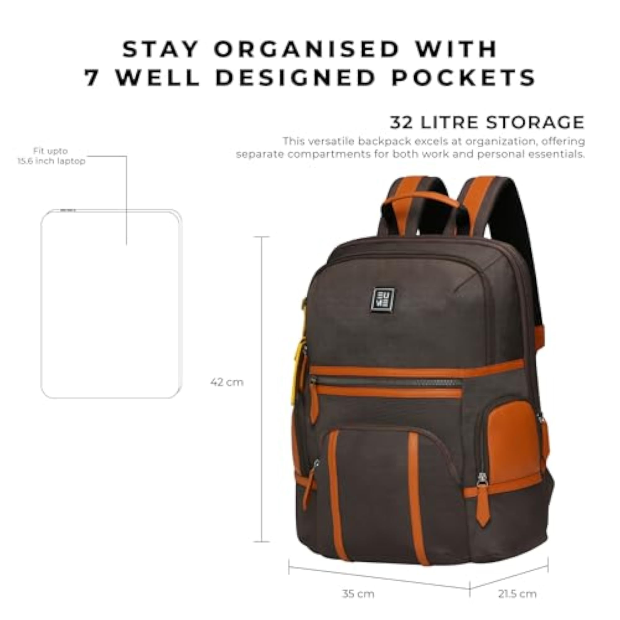 Asher 32L Laptop Bag for Men, Spacious and Functional