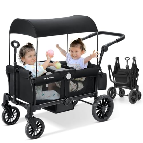 ELEMARA Wagon Stroller for 2 Kids, Premium All-Terrain Stroller with Canopy, Adjustable Push/Pull...