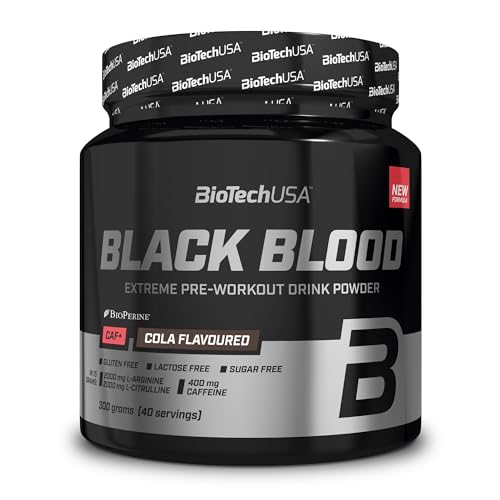 Preisvergleich Produktbild BioTechUSA Black Blood CAF+ Preworkout Getränkepulver mit 12 Wirkstoffen und 200mg Koffein pro Portion - Zucker-, Laktose- und Glutenfrei, 300 g, Cola