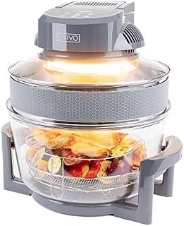 LIVIVO Digital 17L Halogen Oven Cooker Self Cleaning 1400W Element and Modern Controls, LED Display, Accessories Including Extender Ring and Trays (Digital Grey)