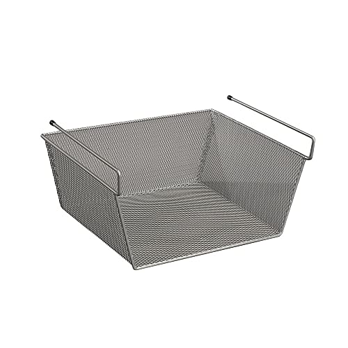 LTL Home Products More Inside Hanging Under Shelf Mesh Storage Basket, Small, Silver