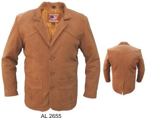 THREE BUTTON Mens BROWN PREMIUM BUFFALO Leather COAT Jacket Sizes 42-52