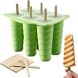 Popsicles Molds, 6 Cavity Ice Pop Mold with 20pcs Wooden Sticks, Silicone Popsicle Mold, Easy Release Ice Cream Molds, BPA Free Ice Cream Maker for Summer Party, Homemade Popsicles Frozen Dessert