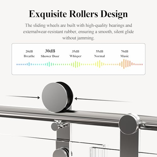 Image of 56-60 inch W x 66 inch H Frameless Bathtub Shower Door, Bathroom Single Sliding Tub Shower Glass Doors with 5 /16 inch (8mm) SGCC Tempered Glass, Stainless Steel Handle and Heavy Duty Frame, Chrome