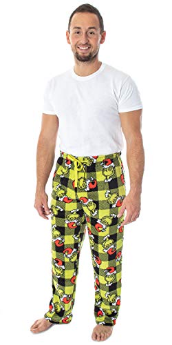 Dr. Seuss Men's GRINCH Sneaky Face Fleece Plush Pajama Pants4