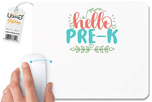 UDNAG White Mousepad 'Teacher Student | hello pre-k' for Computer/PC/Laptop [230 x 200 x 5mm]
