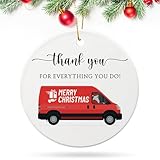 Jingmore Christmas Mailman Gift Mail Carrier Ceramic Ornament Mail Truck Ornament Thank You for Everything You Do Christmas Tree Decoration Mail Driver Appreciation Gift for Postal Worker