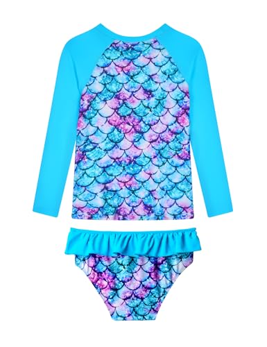 Image of Girls Rash Guard Swimsuit Long Sleeve Tankini Sets Two Pieces Bathing Suit Swimwear UPF 50+ Sun Protection