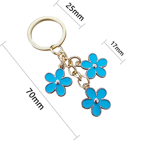 Meimimix Flowers Charms Enameled Keychain Chain Tassel Keyring For Women Girls Gifts Purse Bag Accessories (Blue) #TOP4