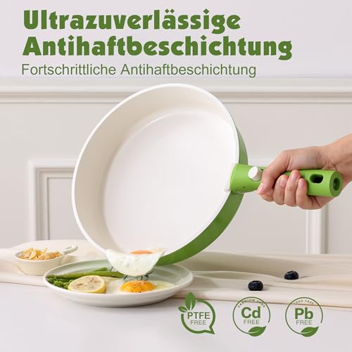 SENSARTE 17Teiliges Keramik Antihaft-Kochgeschirrset mit Abnehmbare Griffe – Ansicht 4
