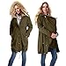 Womens Long Maternity Jacket Zip Up 2 in 1 Fur Trim Hooded Coat with Pockets Plus Size Drawstring Waist Puffer Jackets Warm Winter Military Down Coats for Women Parka Jacket Waterproof Loose Fit Coat