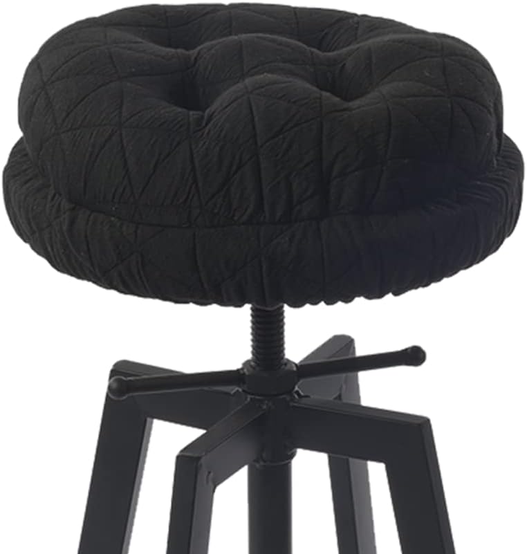 BUYUE Round Bar Stool Seat Cushion, Dia.12 Luxury Fashion Jacquard with Anti-Skid Silicone Bar Stool Cushion Padded (Black, S,1 Count)