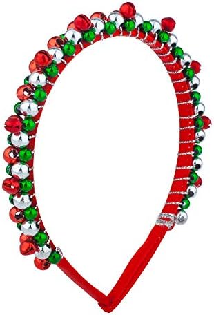 LUX ACCESSORIES Red Green Silver Tone Christmas Holiday Bells Fashion Headband