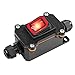 VONVOFF Waterproof Inline Cord Switch,DPST AC 20A-125V,16A-250V On Off Toggle Switch with Red Light Rocker Button Switch,Outdoor Start Stop Switch,Two Side Entry and Exit Line