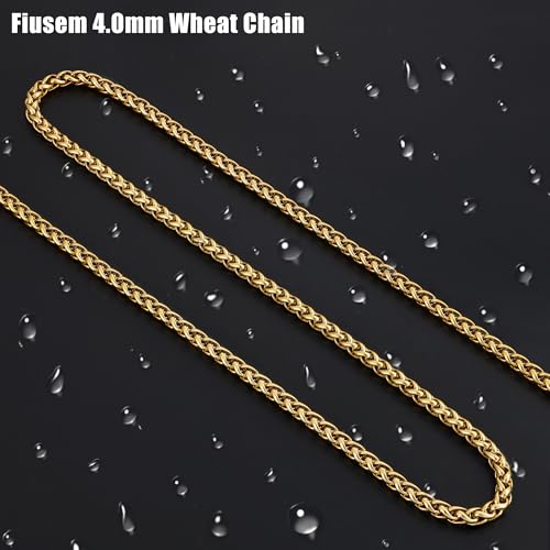 Chaîne de blé dorée 14k ou noire Fiusem, un collier d'exception - 6