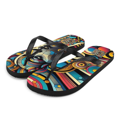 Women's Trippy Colorful African Queen Print Luxe Flip-Flops2