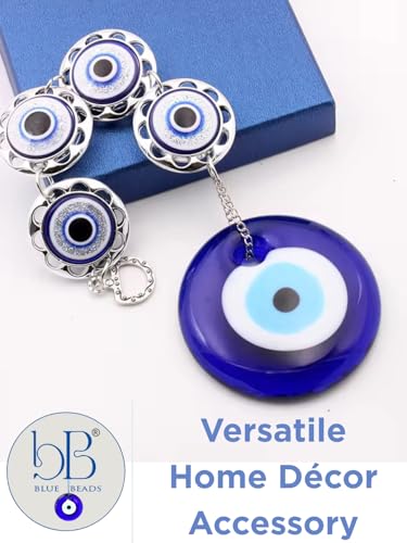 Image of BLUE BEADS Turkish Feng Shui Vastu Blue Glass Evil Eye Hanging /Door Hanging Nazar Batu for Protection and Good Luck - Perfect for Gifting Home or Office (4BEAD-Evileye)