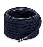 Shoemate Solid Color Round Shoe Laces for Sneakers, Boots and Athletic Shoes, Shoe Strings, Navy, 48'(122cm) 7-ZangLan ROD-122-7