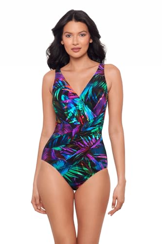 Miraclesuit Women's Swimwear Oceanus Tummy Control V-Neckline Soft Cup One Piece Swimsuit