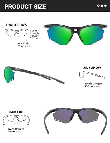 Image of BIRCEN Mens Polarized Sunglasses for Sports: TR90 Lightweight Sun Glasses Wrap Around Shades for Fishing Driving Cycling