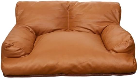 PU Leather Rectangle Dog Cat Pet Sofa Couch Soft Calming Pet Beds for Small Cats and Dogs,20X15.7X9 INCH (Coffee) PU Leather Rectangle Dog Cat Pet Sofa Couch Soft Calming Pet Beds for Small Cats and Dogs,20X15.7X9 INCH (Coffee)