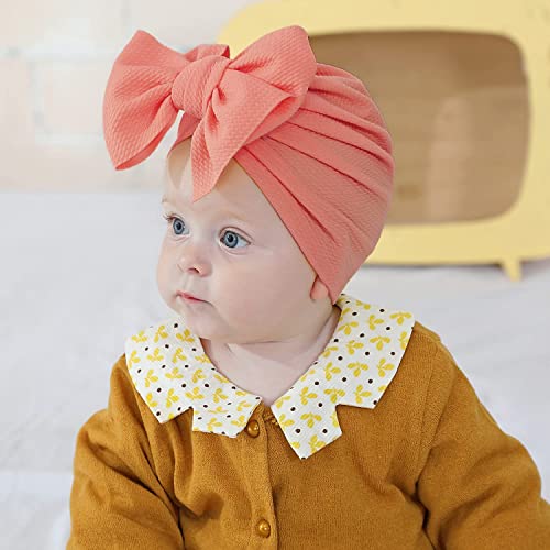 Angla 8 Pack Solid Large Knot Bowknot Hair Bow Beanie Turban Hat Cap India Muslim Islamic Headwrap Winter Hospital Nursery For Newborn Baby Girl Infant Toddler Kids #TOP3