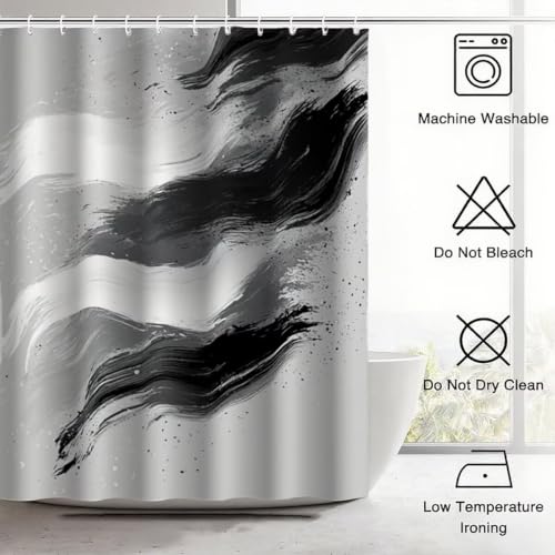 Rideau de douche gris 120 x 200 en polyester imperméable - 8