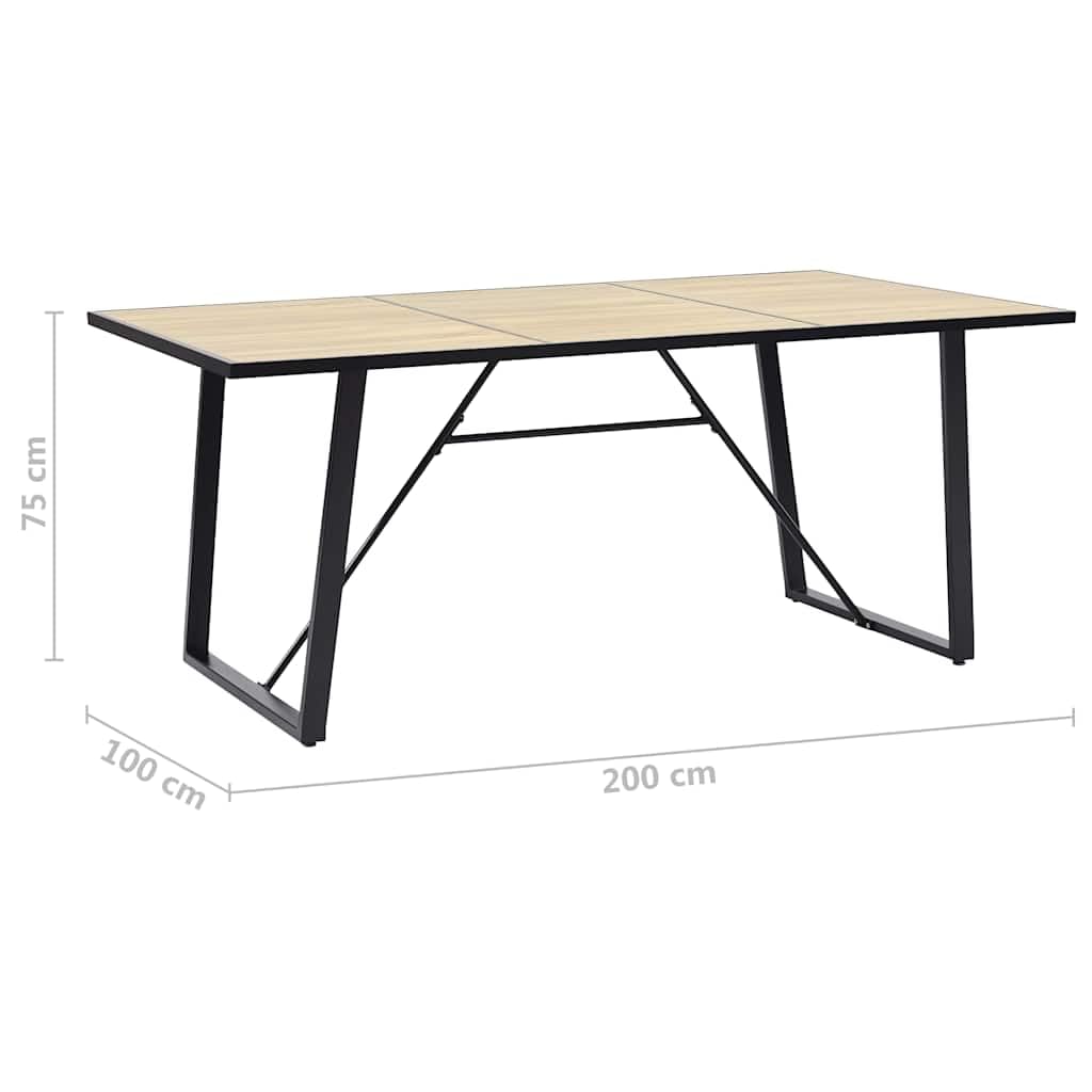 Stół do jadalni 200 x 100 x 75 cm MDF kolor dąb ze stalowymi nogami U
