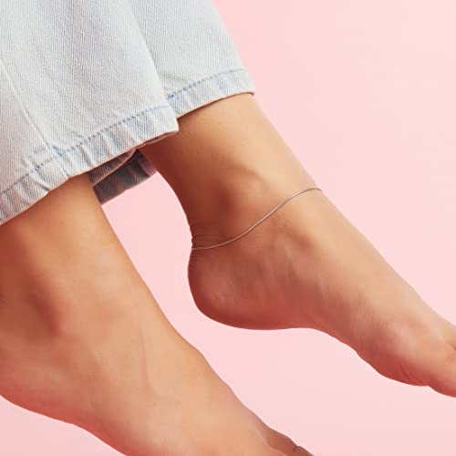 ZAVYA 925 Sterling Silver Designer Sleek Rhodium Plated Adjustable Chain Anklet (Single) for Women | Stylish Silver Jewellery | Gift for Women & Girls | With Certificate of... - Image 2