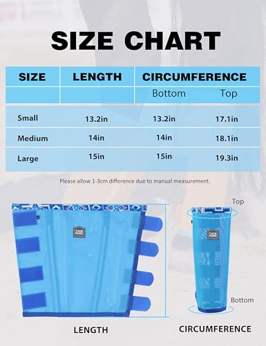 Tackmore Horse Fly Boots with Patterned Fleece Trim, Reduce Rubbing Fly Boots for Horses Set of 4 Summer Protective Leg Boots - Cool Blue L - Thumbnail 7