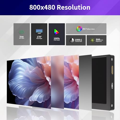 Image of 5 Inch Monitor Screen Display, IPS Small Hdmi Monitor, 800x480 Mini LCD Screen Portable Display Monitor, HDMI-Compatible Module for Raspberry pi 3 /3B /3B+ /4 /4B Orange pi Banana pi Mini PC