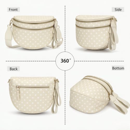 BVEOGMRO Crossbody Bags for Women Bum Bag with Shoulder Strap Beige Polka Dot by BVEOGMRO - Used condition - Image 3
