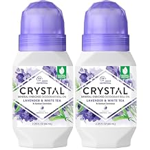 Crystal Mineral Deodorant Roll-On, Lavender & White Tea, Purple, 2.25 Fl Oz Pack of 2