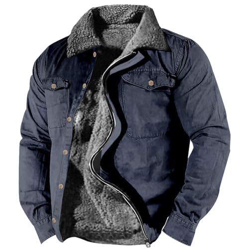 Abrigo para hombre con forro de sherpa y cuello de solapa para invierno