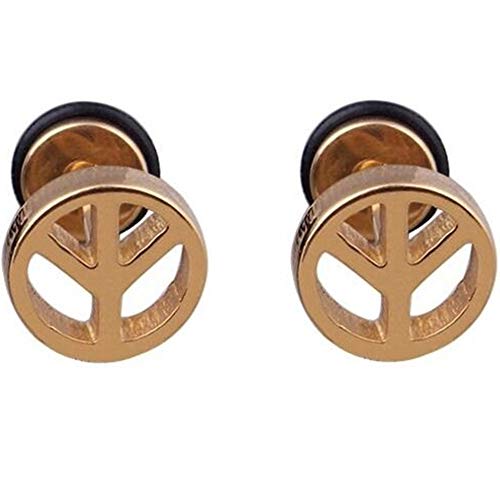 Stainless Steel Peace Sign Round Shape Screw Back Stud Earrings
