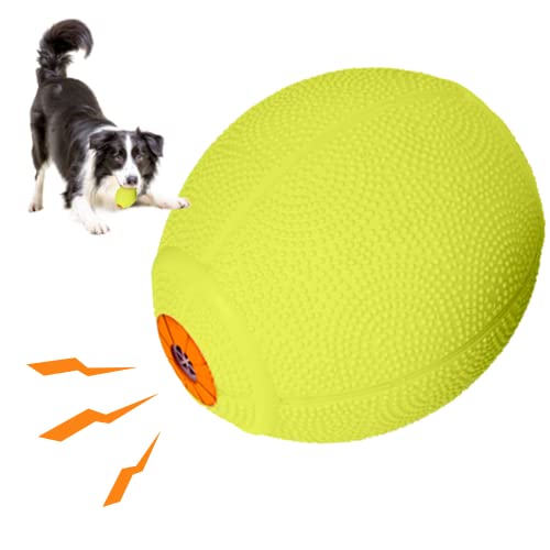 LaRoo Hundespielzeug Hundeball Squeaker, Langlebiges Naturkautschuk Hund Fußball, Quietscher Werfen Hundebälle, Kauspielzeug für Kleine & Große Hunde (6.5 * 8CM Grün) Cover