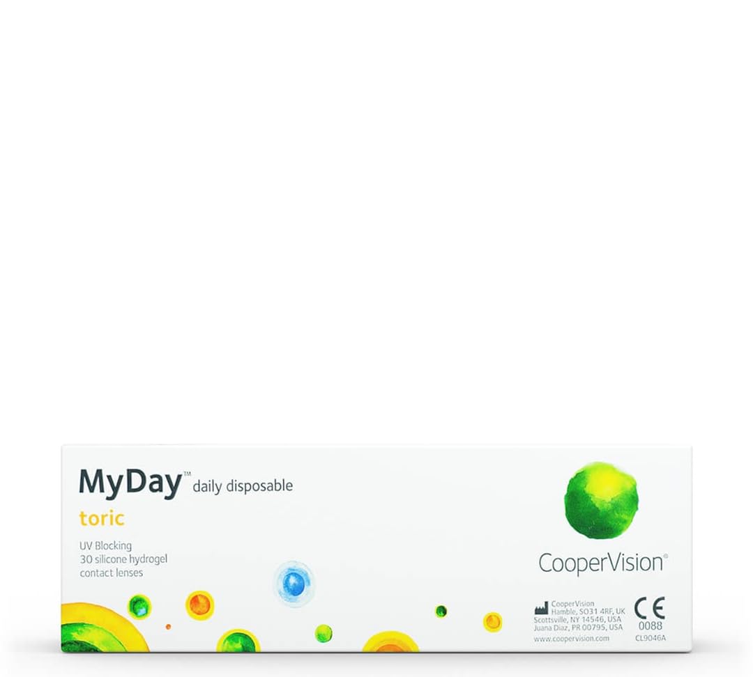MYDAY Daily disposable Torisch Tageslinsen weich, 30 Stück / BC 8.6 mm / Dia 14.5 mm / CYL -1,25 / ACHSE 70 / +0.5 Dioptrien