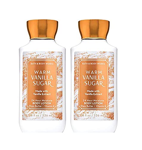 Bath and Body Works Warm Vanilla Suga Super Smooth Body Lotion 8 Oz -2 Pack (Warm Vanilla Sugar)