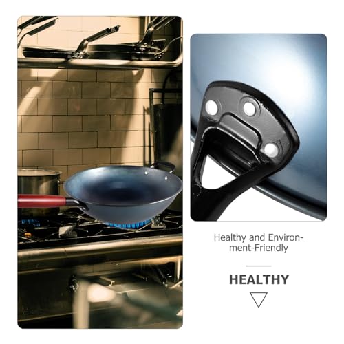 Wok chino con mango de madera antiadherente para cocina miniatura 6